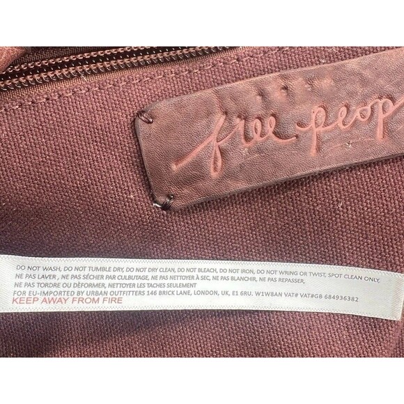 Free People Y2K Distressed Brown 100% Cow Leather Tote Boho Slouchy Bag - Picture 13 of 14